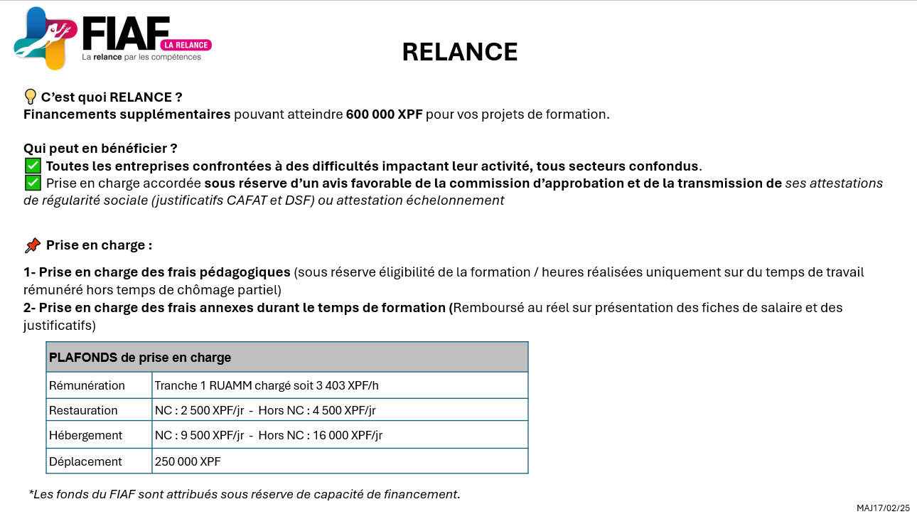 criteres relance 2025